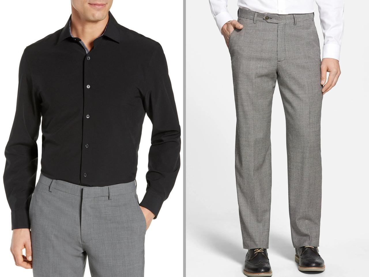 Black and gray rehearsal dinner guest attire 