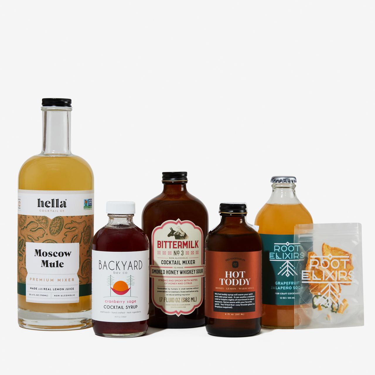 Set of craft cocktail mixes