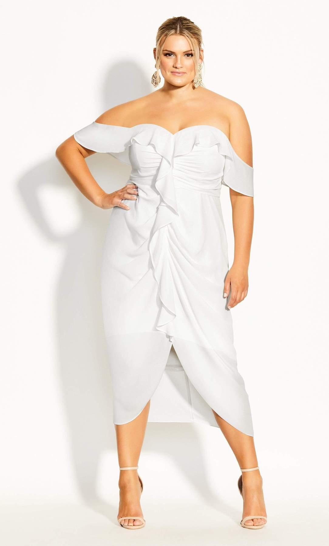 White plus size bachelorette dress sale