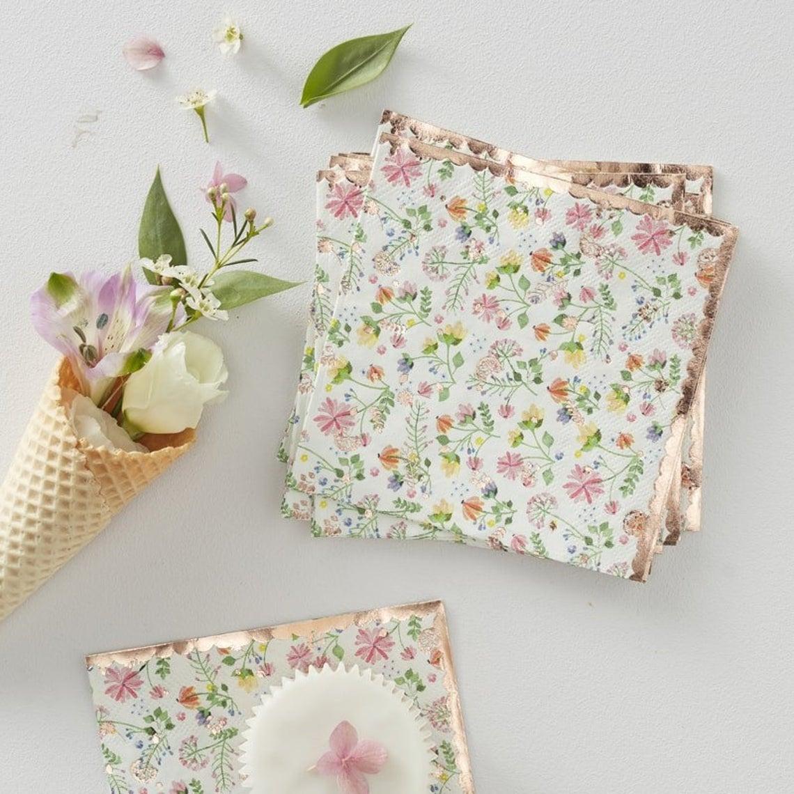 Bridal Shower Vintage Flowers Wrapping Paper by Nicks Emporium