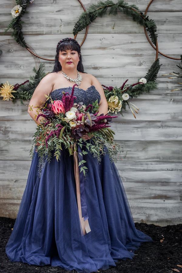 Plus size wedding dresses with best sale purple accents