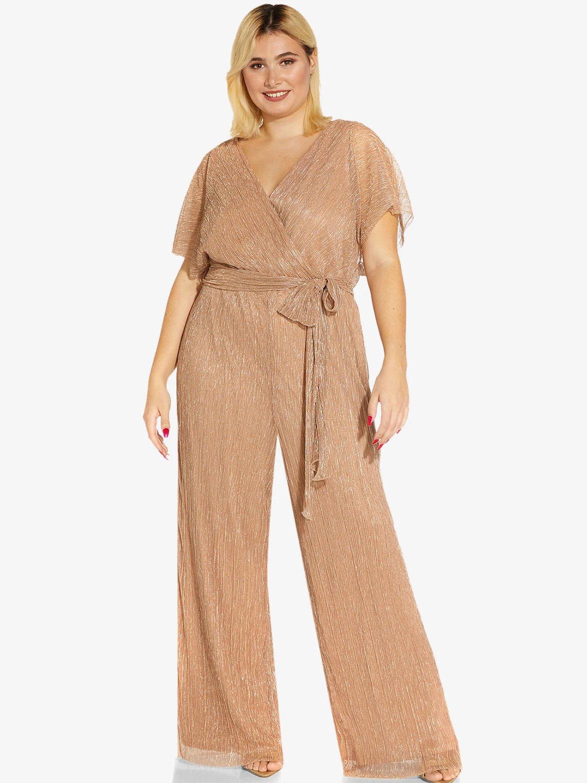 Rose gold wedding guest jumpsuit for glam summer wedding