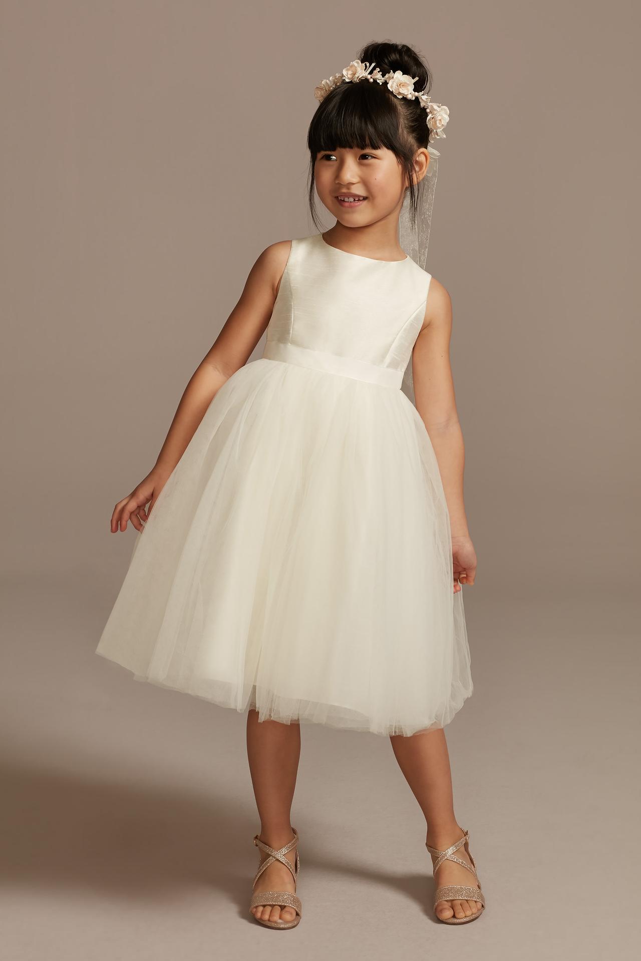  Ivory Long Lace Flower Girl Dresses White Designer