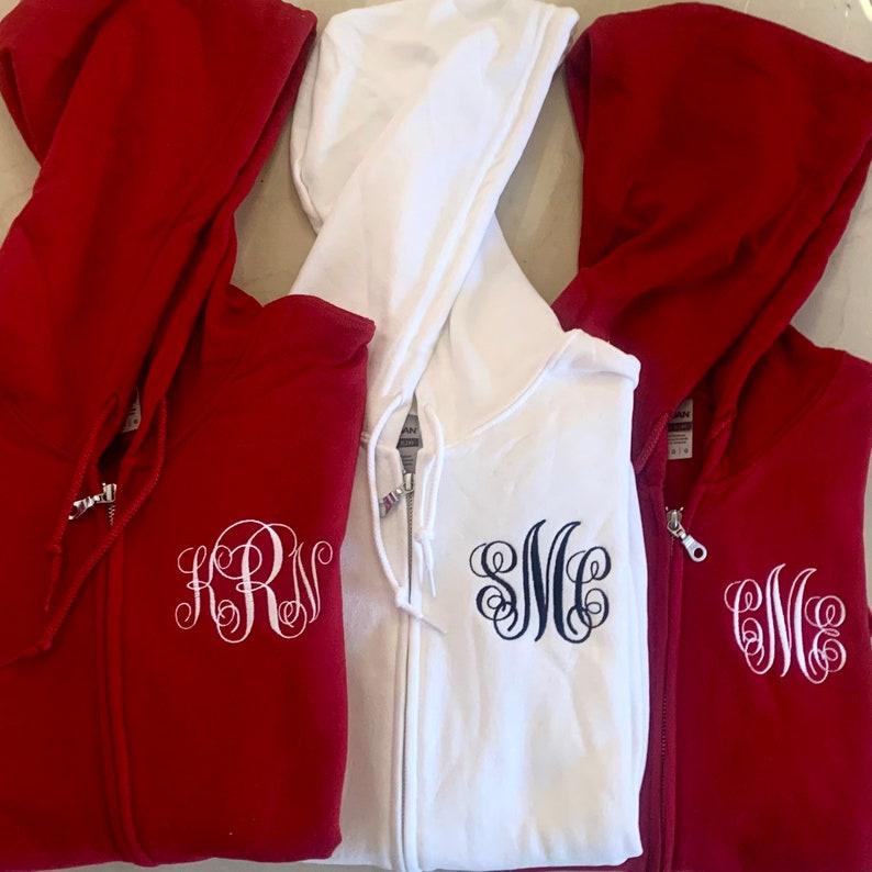 Monogram Zip Hoodie, Personalized Full Zip Hoodie, Embroidered