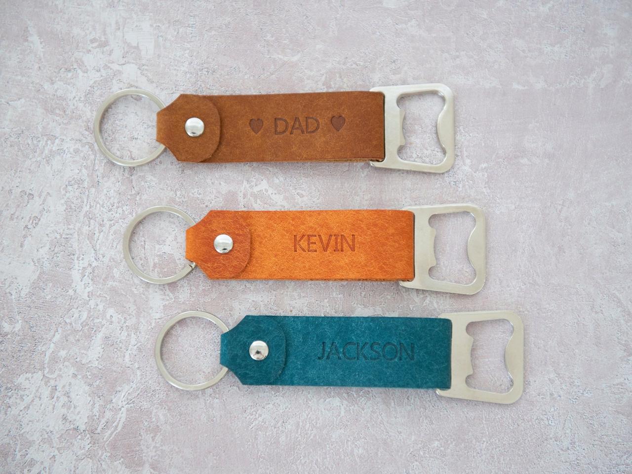 etsy ophis leather leather bottle opener custom keychain for best man gift ideas