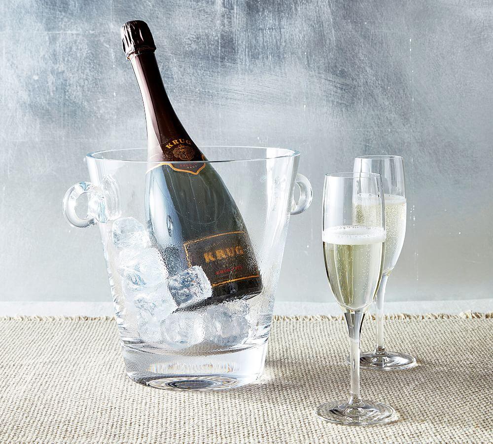 Champagne flutes and ice bucket