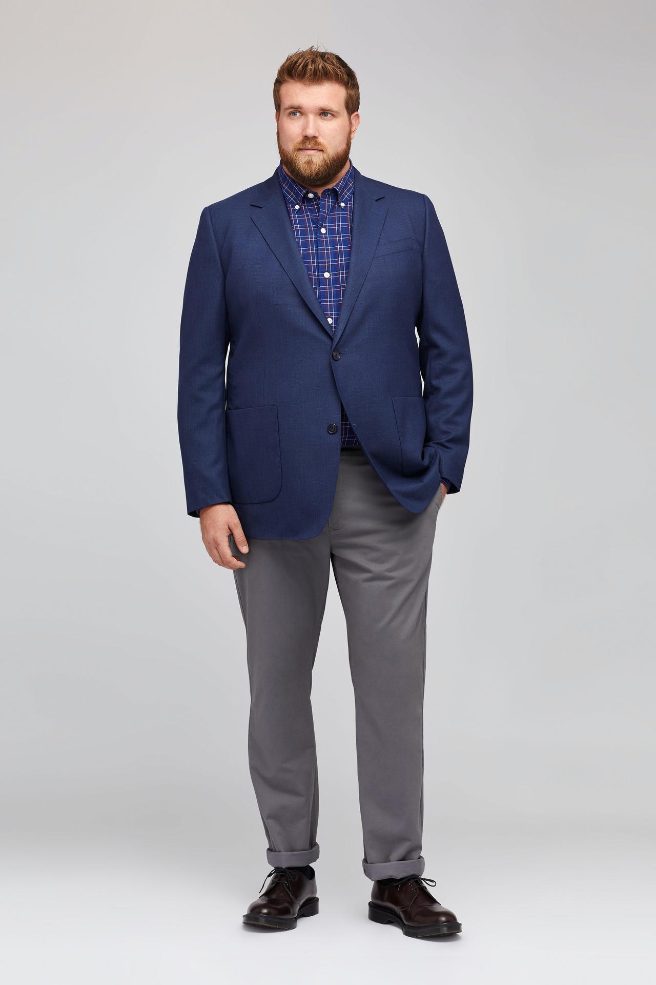 Navy wool blazer men's rehearsal dinner outfit idea