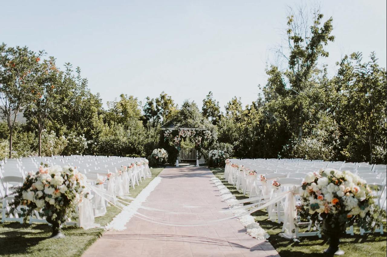 lush outdoor garden wedding ceremony