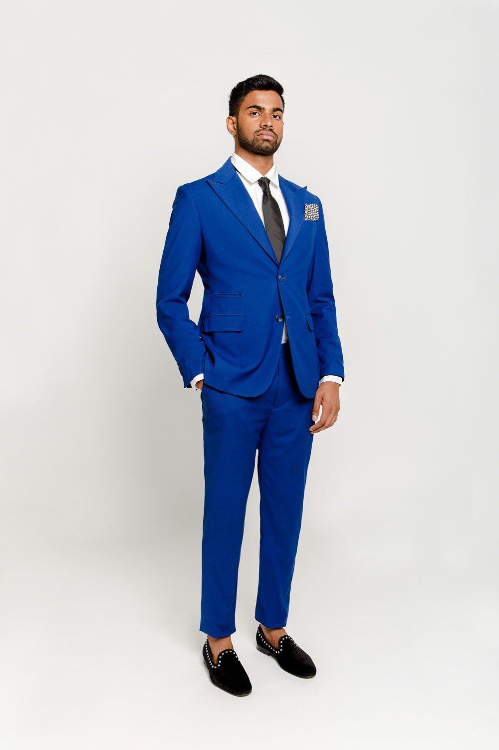 navy blue suit wedding guest