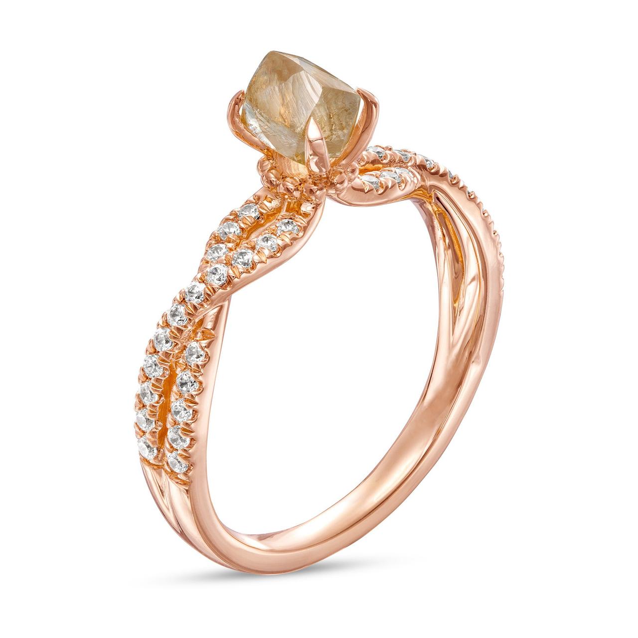 Light Gray Rough Diamond Bezel Set Ring in Solid 14k Rose Gold - Abhika  Jewels