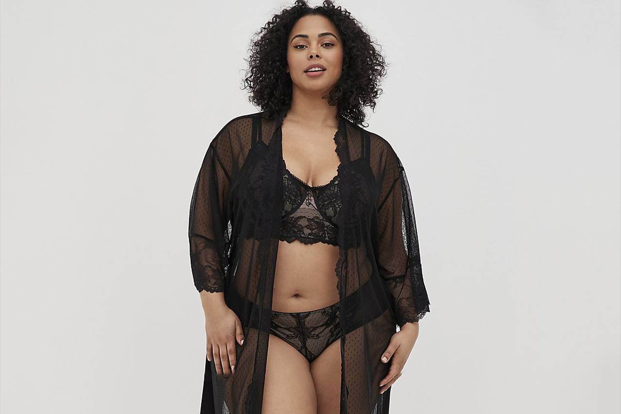Smooth and Silky Bodysuit Shaper with Built-in Wire Bra and Sexy Lace Trims  Black - Plus Sizes