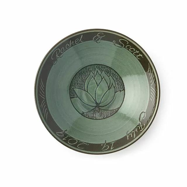 personalized green serving bowl