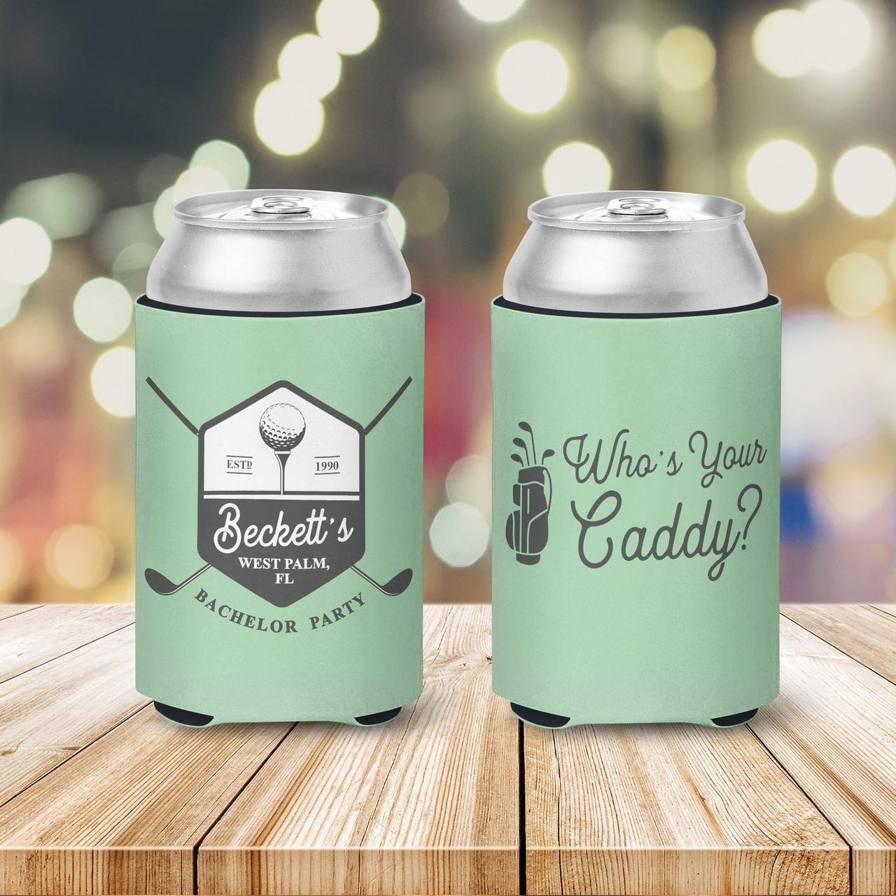 Groom and Bachelor Party Crew Squad Bachelor Party Can Coolers, Set of 12  White and Black Beer Can Coolies, Perfect Bachelor Party Decorations and as