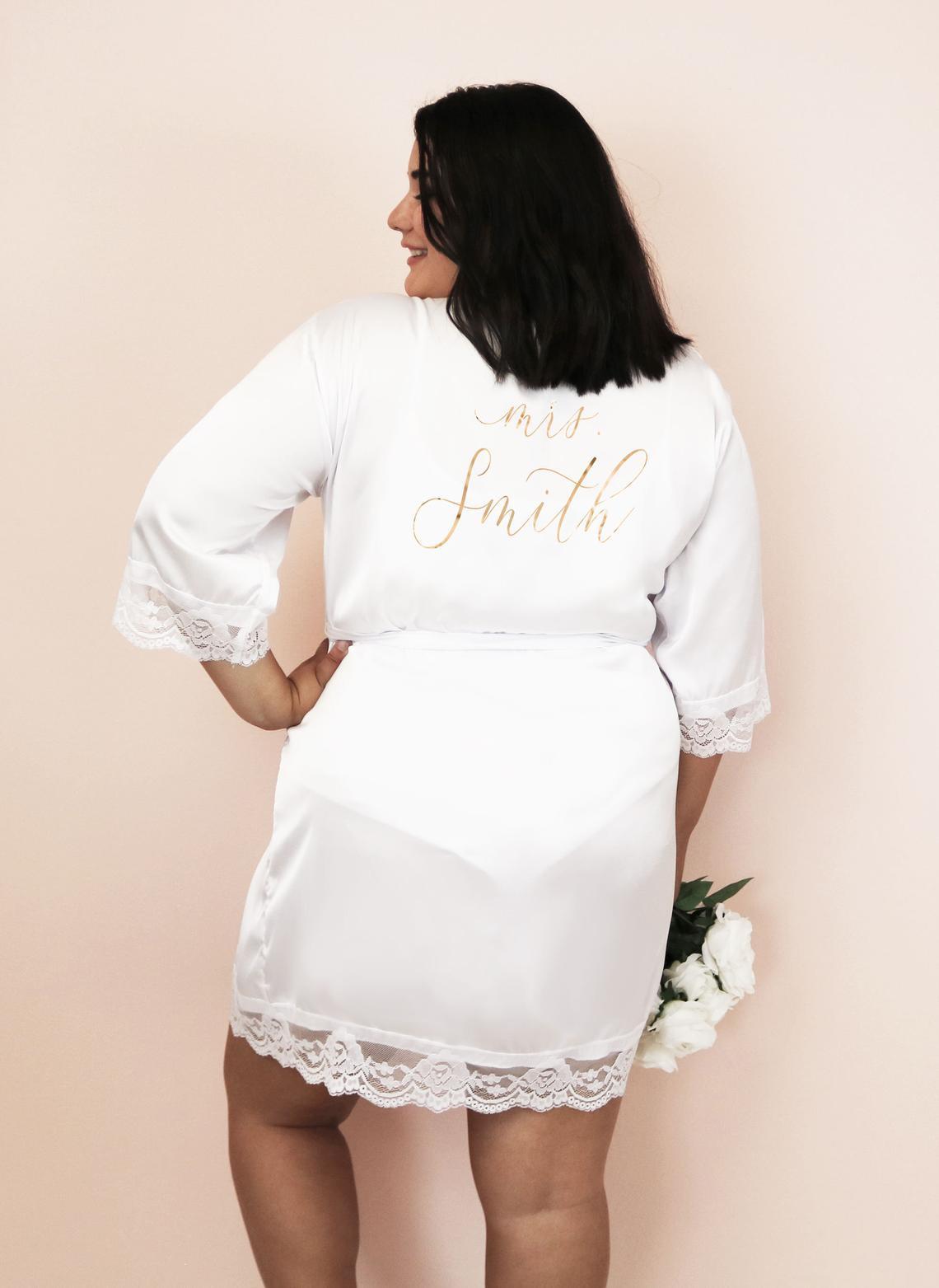 Personalized Satin Bridal Party Robe with Monogram - Embroidered -  Personalized Brides