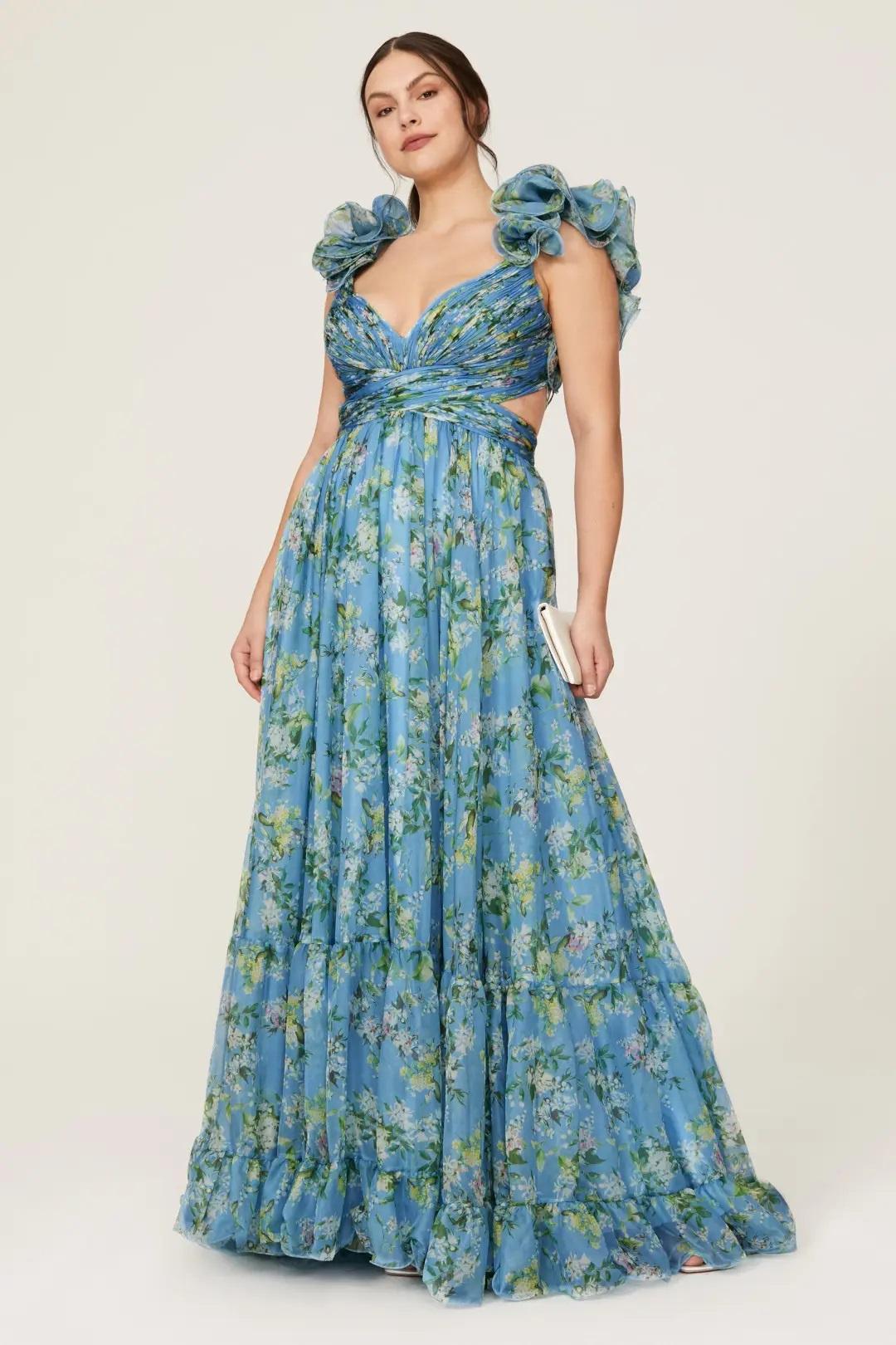 Blue summer outlet dress for wedding