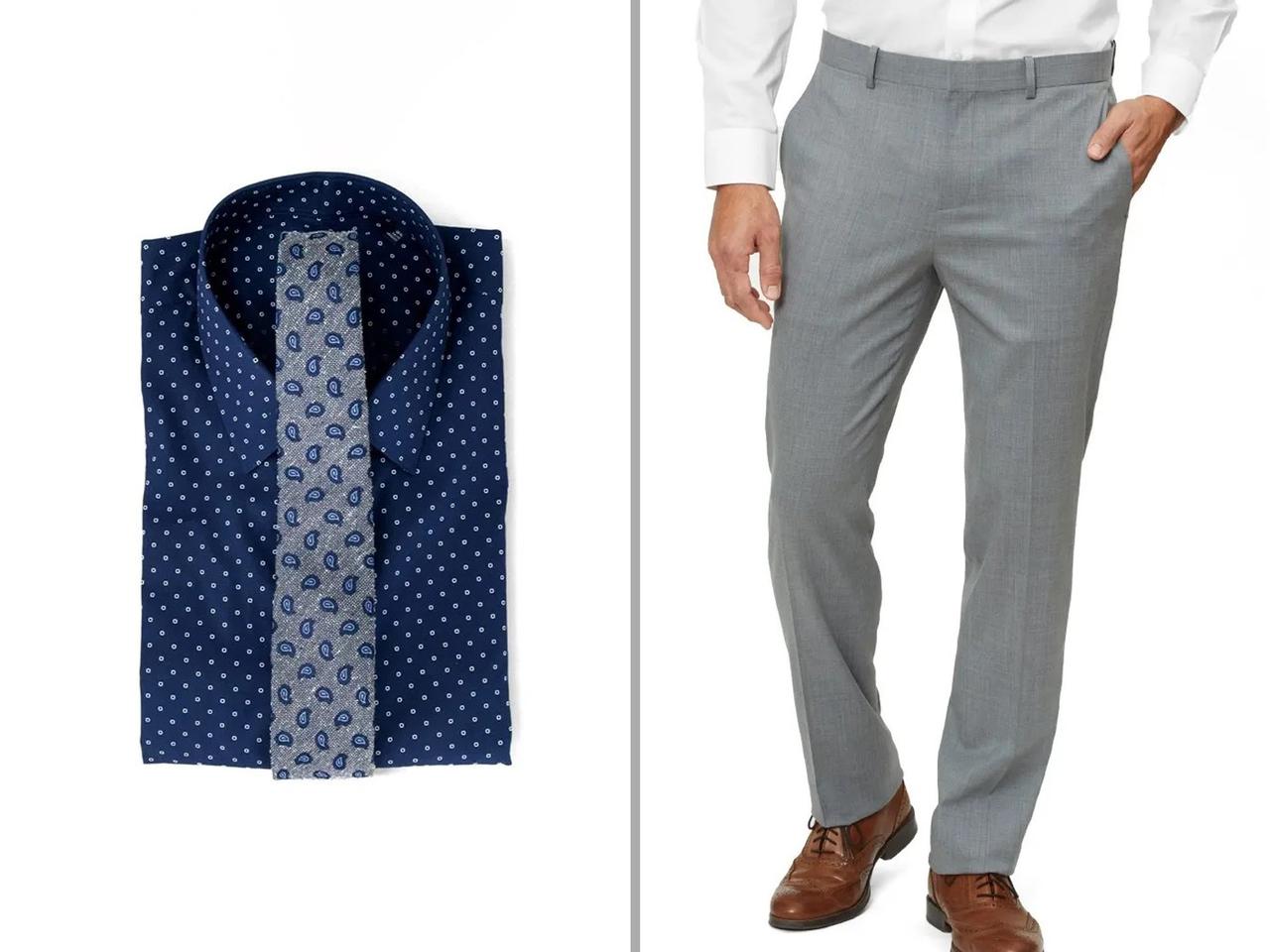 Dress shirt and pants rehearsal dinner outfit