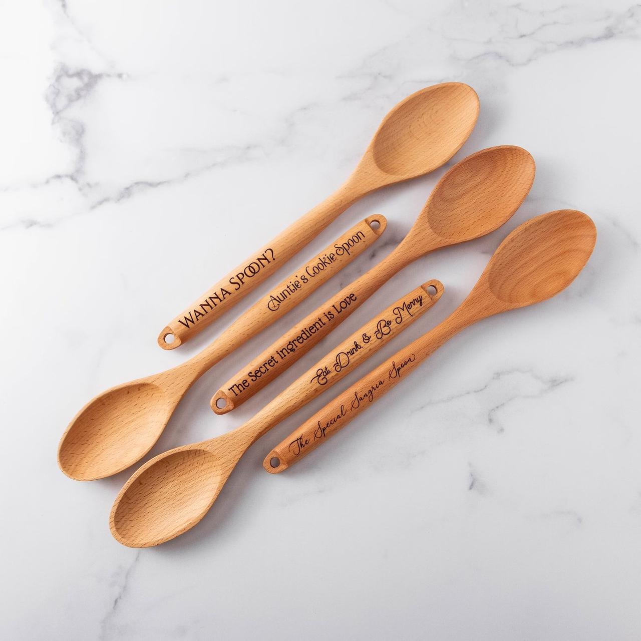 laser engraved wooden spoon