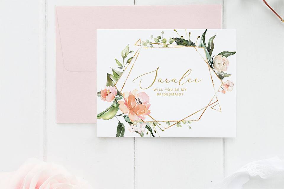 Thank you for Being my Bridesmaid Vintage Blush Card 