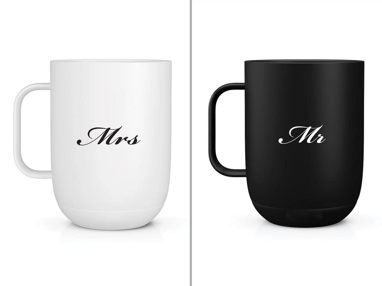 Mrs. and Mr. self-heating mugs first anniversary gift for couple