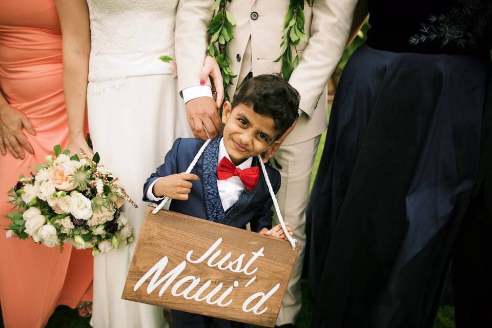 Ring Bearer At Garden Wedding Playing With Bouquet Stock Photo - Download  Image Now - Wedding, Boys, Ring Bearer - iStock