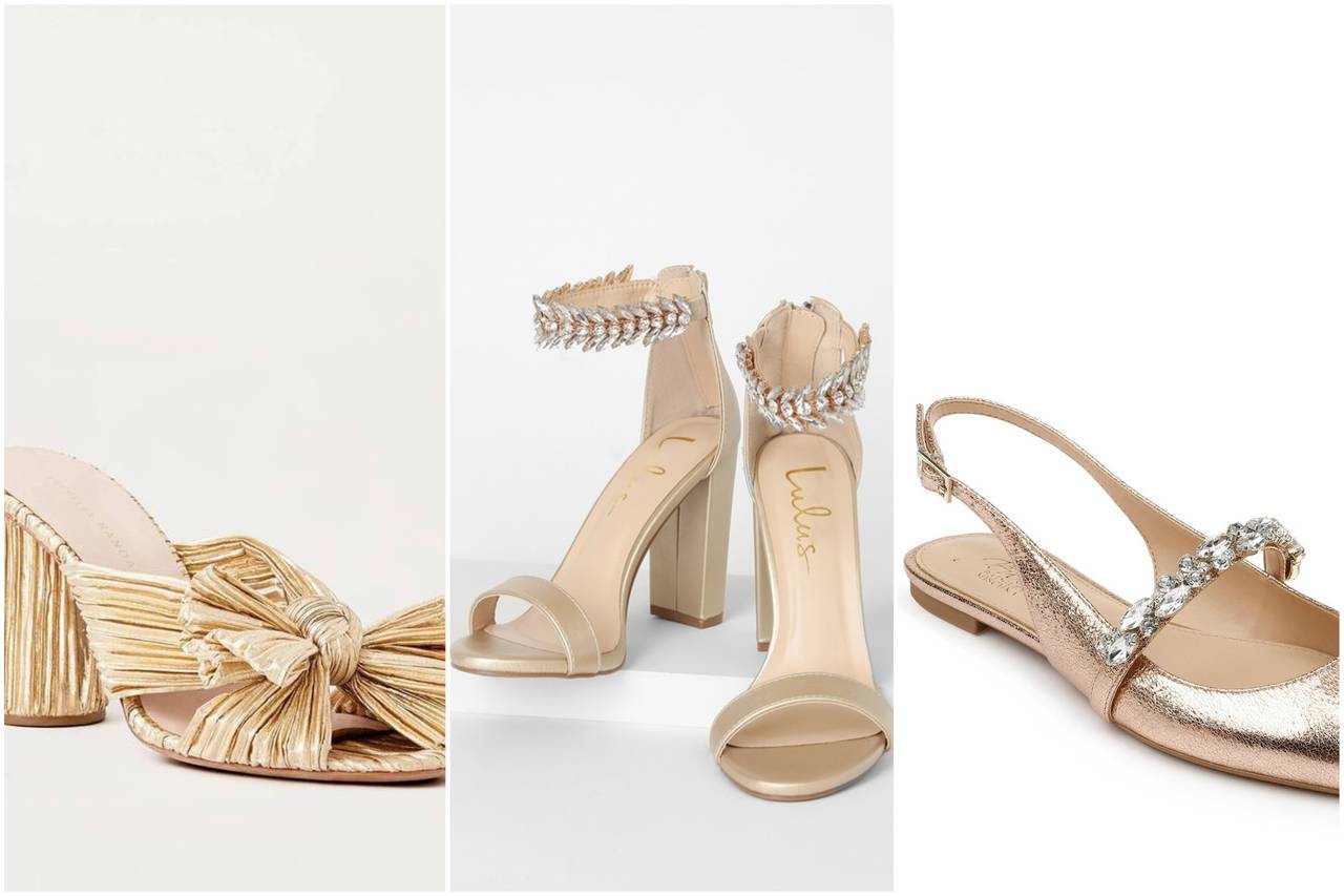 Glamorous Gold Sandals For Women, Metallic Snakeskin Embossed Ankle Strap  Wedge Sandals | SHEIN