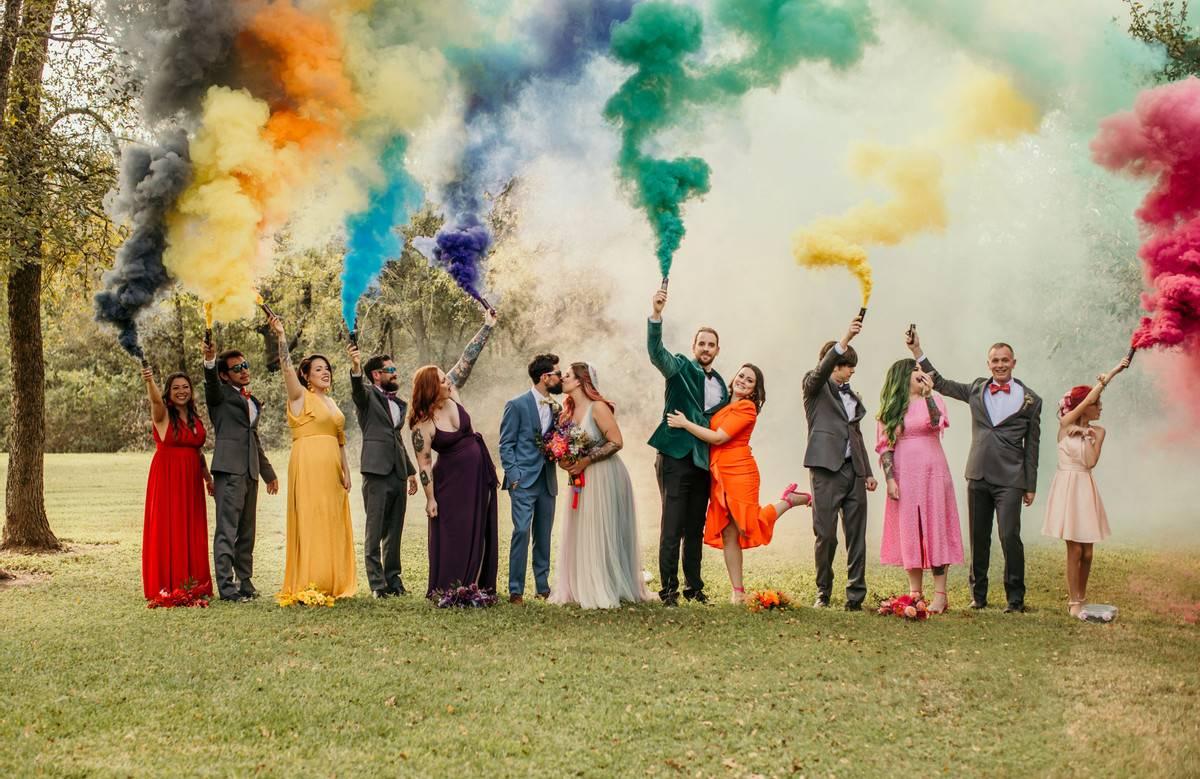 rainbow themed wedding decorations