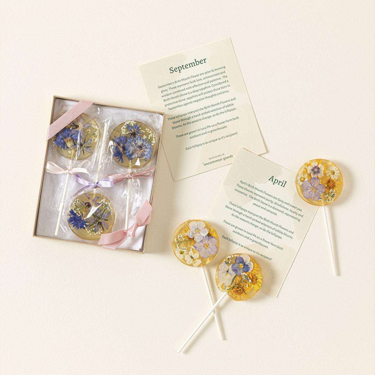 birth month flower lollipops bridesmaid box idea