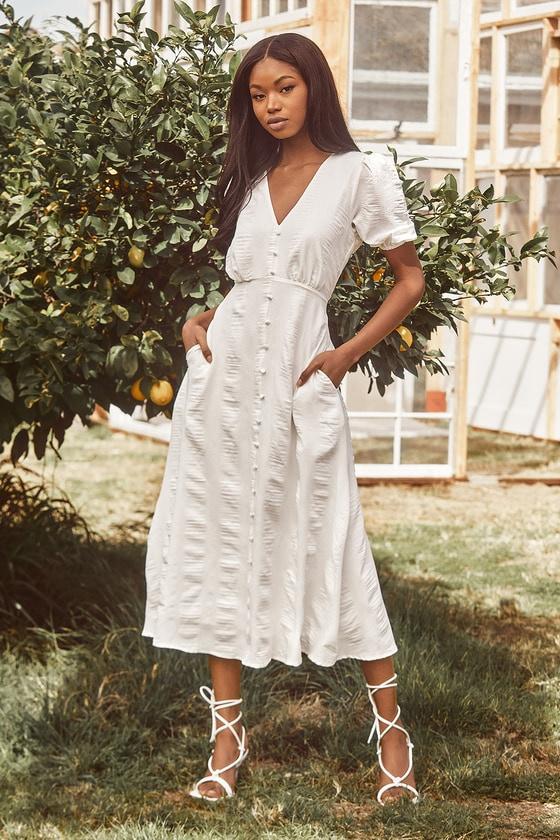 White linen party clearance dress