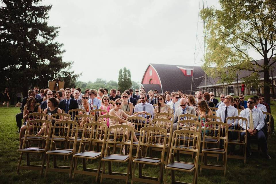 wedding guests waiting for ceremony to begin