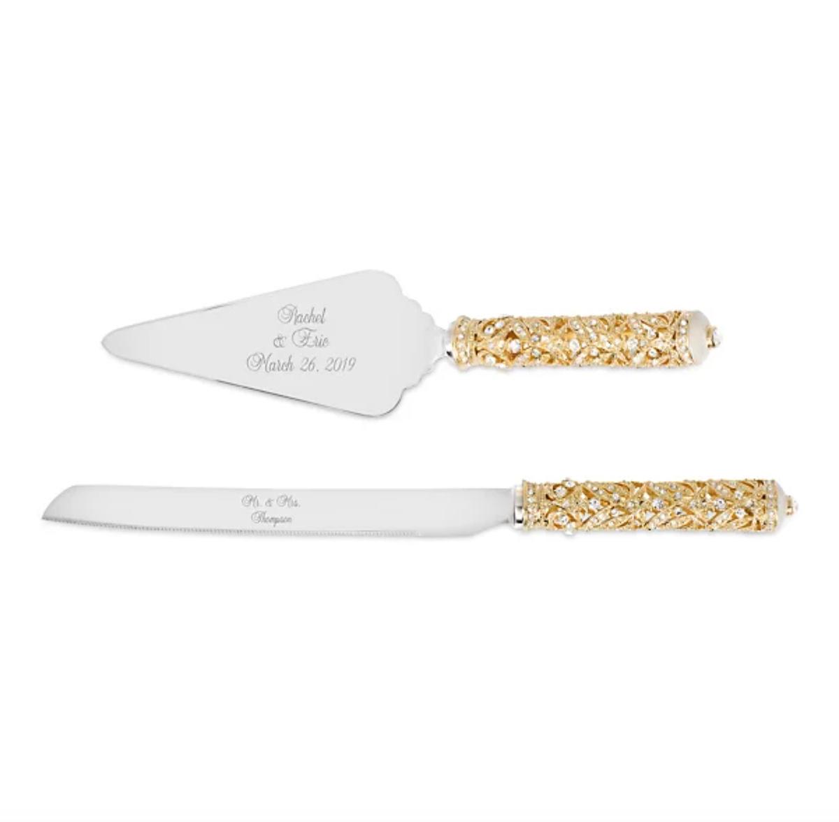 Personalized Sage Green and Gold Wedding Cake Server Set & Knife Cake  Cutting Set Wedding Cake Knife Set Wedding Cake Cutter 