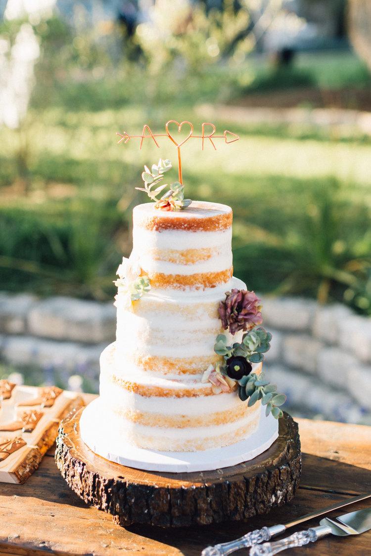 Summer Flowers & Fruits Naked Wedding Cake - Pink Cocoa
