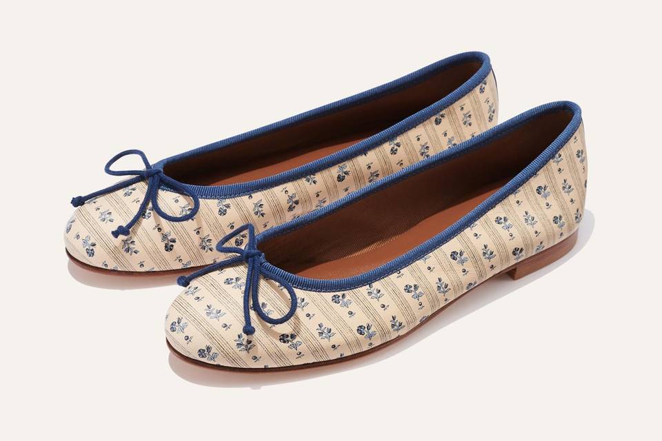 Ballet flats with blue floral pattern