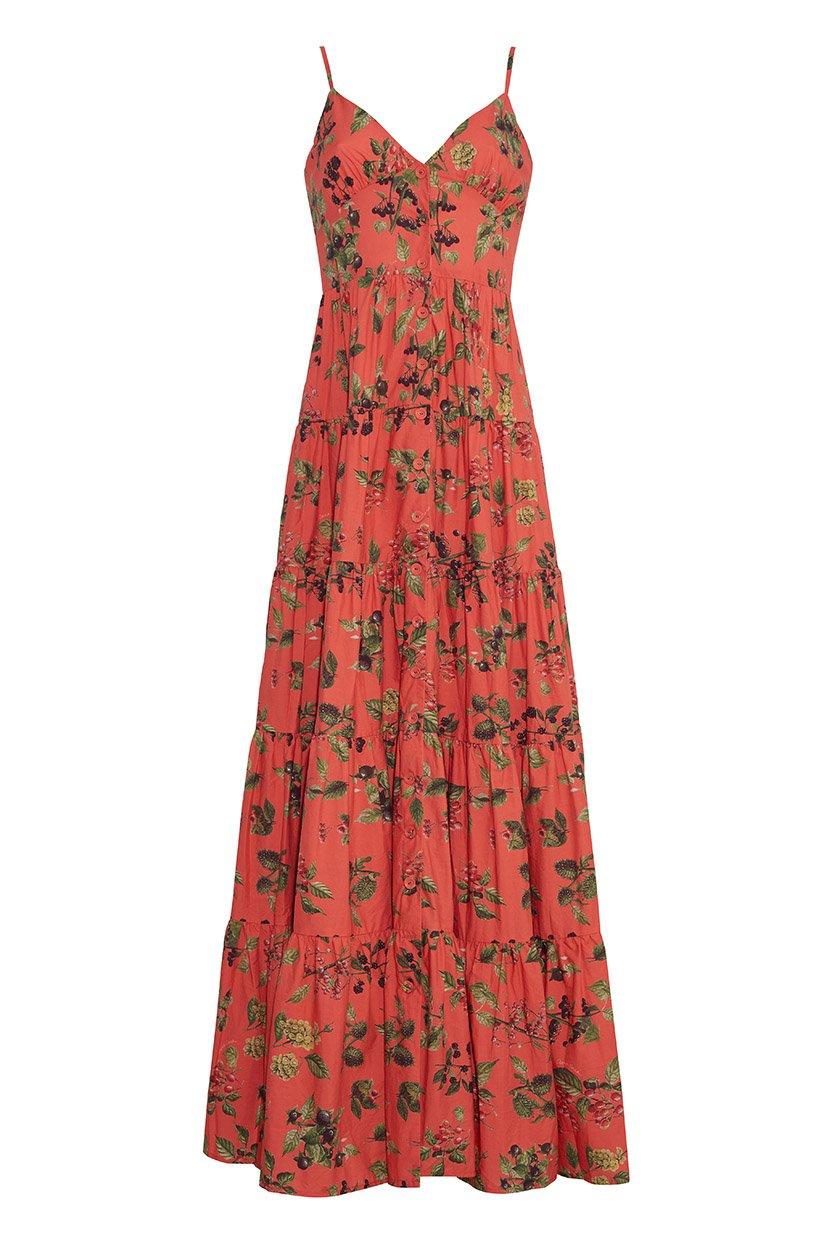 Coral floral maxi spring wedding guest dress