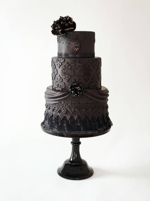 These wedding cakes are works of art : Black Textured Cake
