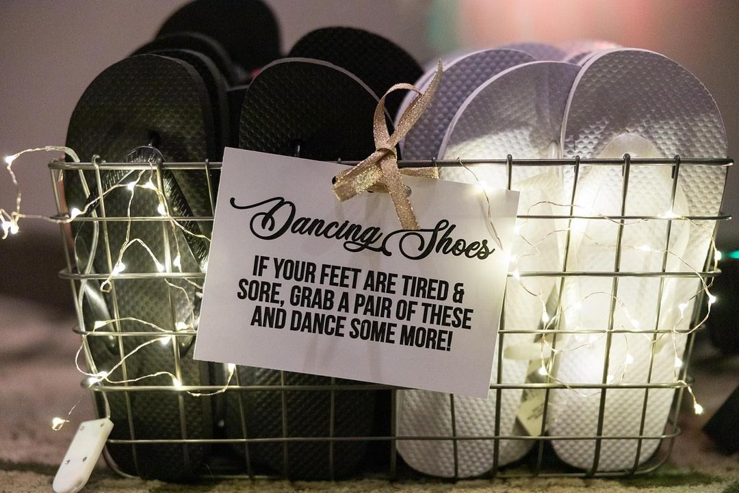 Personalised Wedding Flip flop dancing shoes basket sign