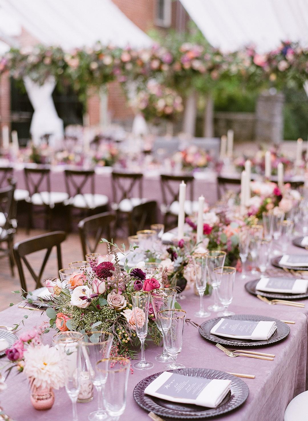 lilac wedding reception