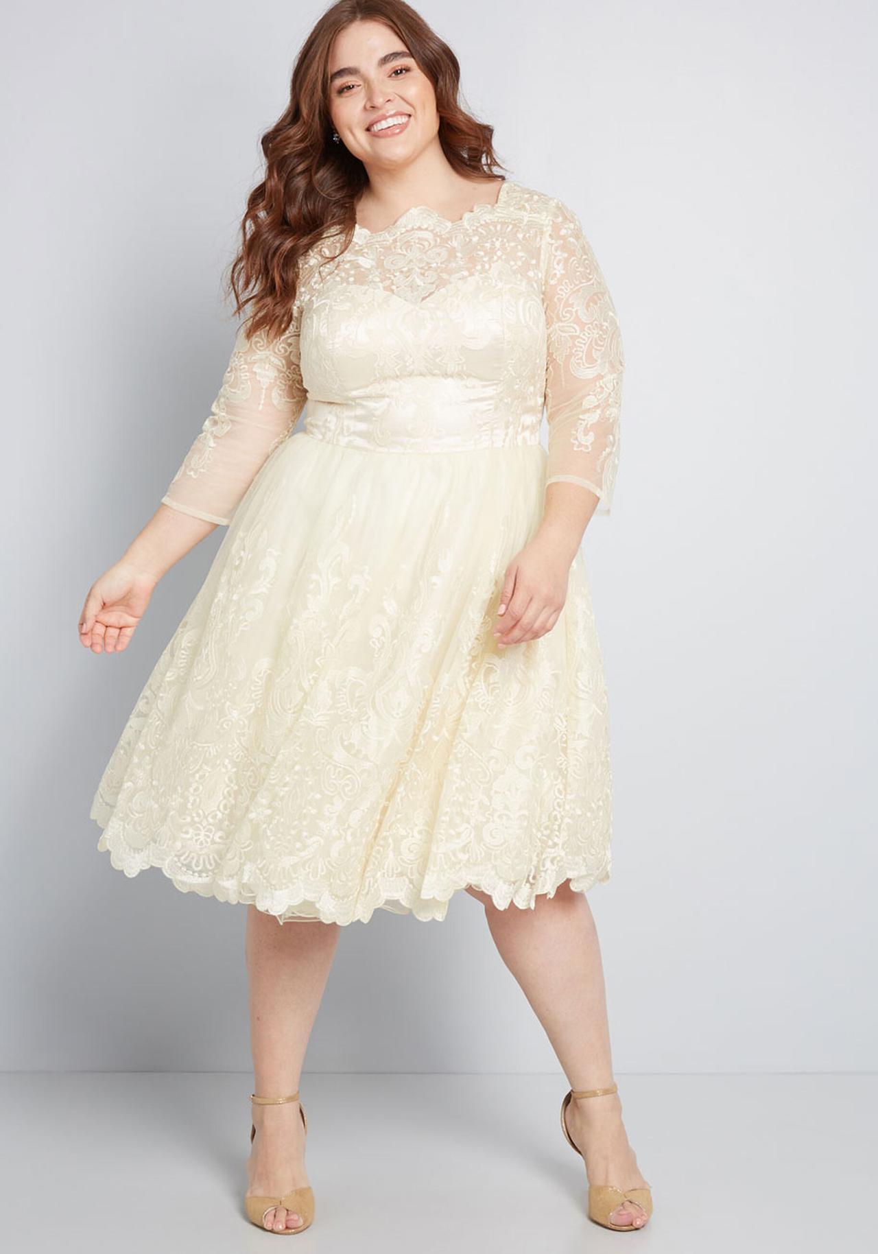 Plus size store wedding rehearsal dress