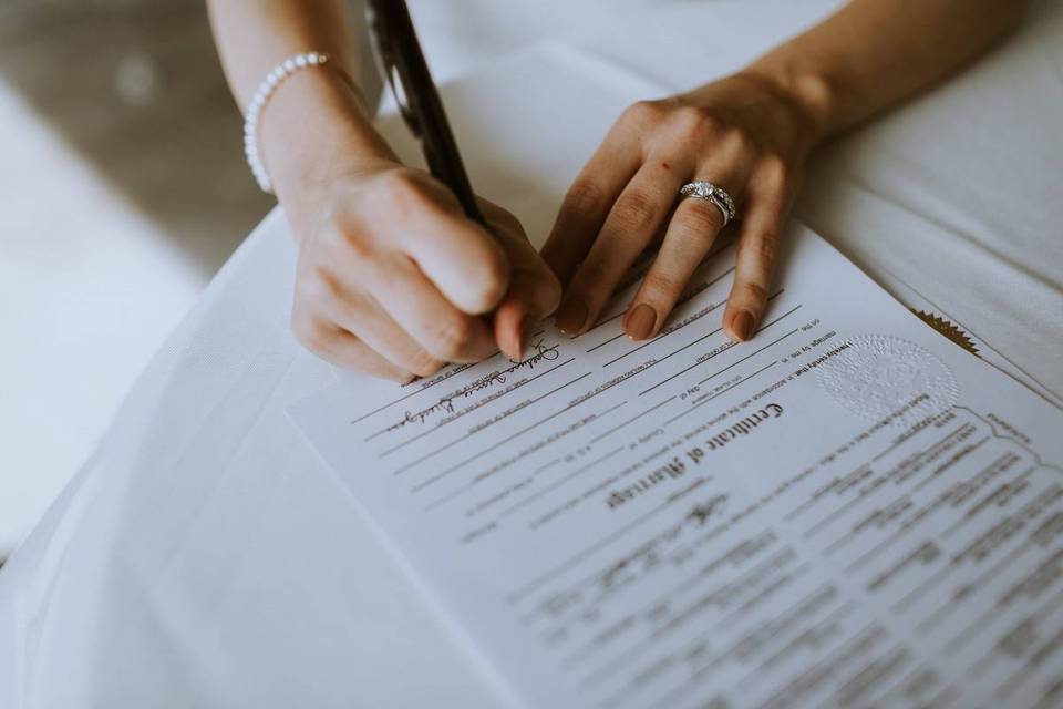 marriage license signing