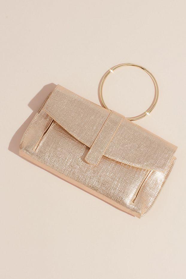 Champagne Clutch Bag - Champagne Bridal Clutch - Golden Metallic