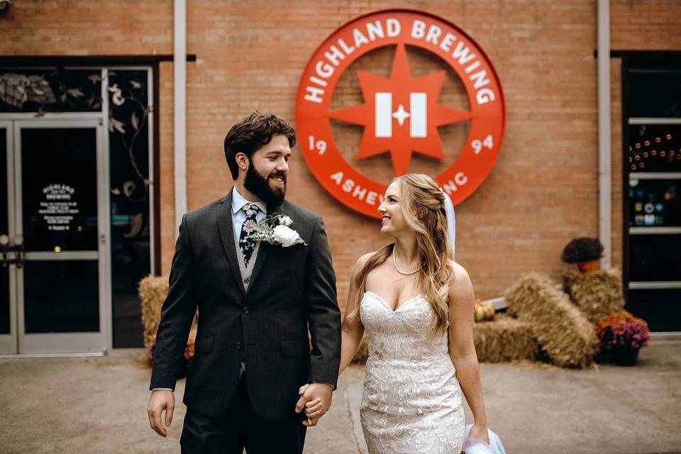 couple brewery wedding