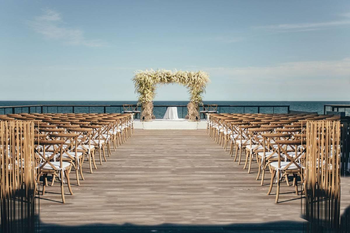 oceanfront deck wedding ceremony