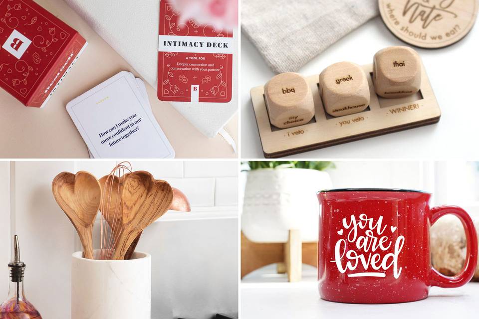 Collage of small Valentine's gift ideas