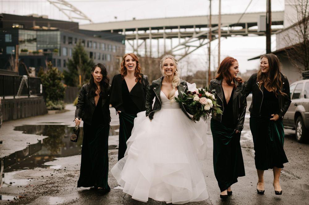 Bride with Custom Leather Jacket for Philadelphia Wedding