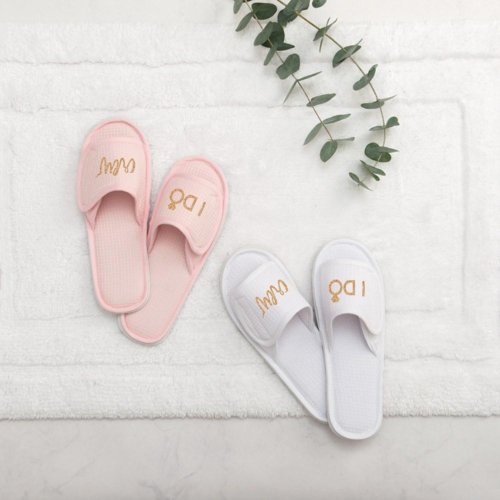 PERSONALISED SPA SLIPPERS CLOSED TOE ANY NAME MESSAGE GIFT WEDDING GUEST FUNNY 