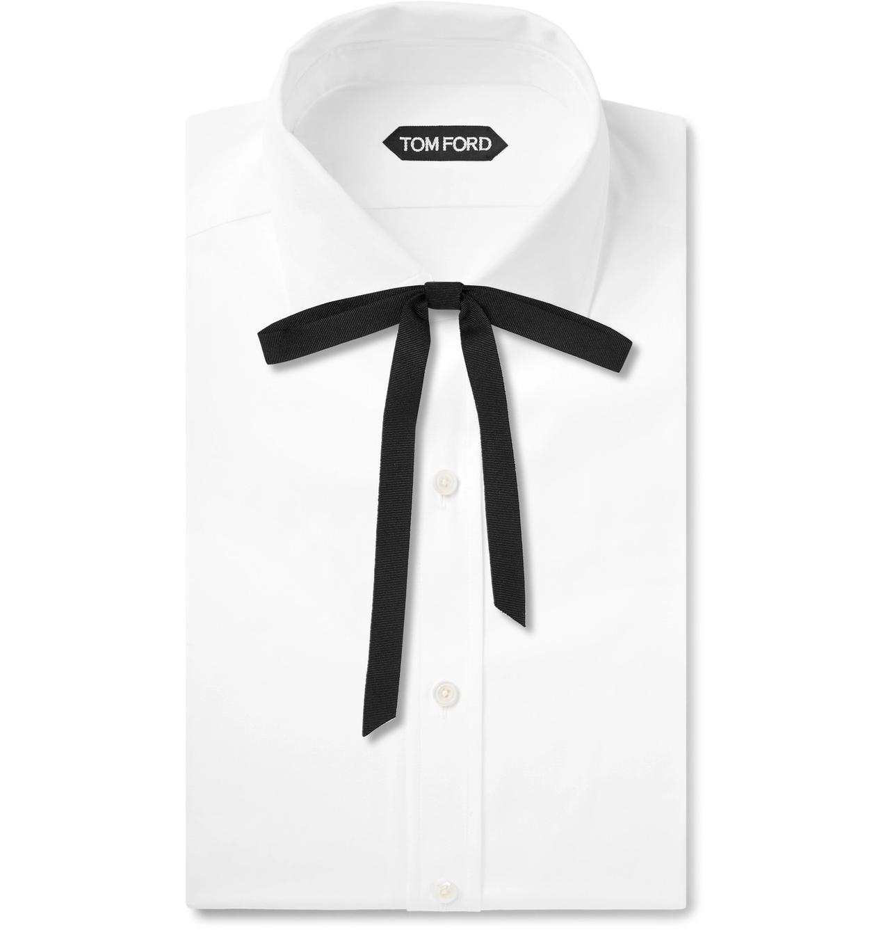 Long Silk Faille Bow Tie in Black - Gucci
