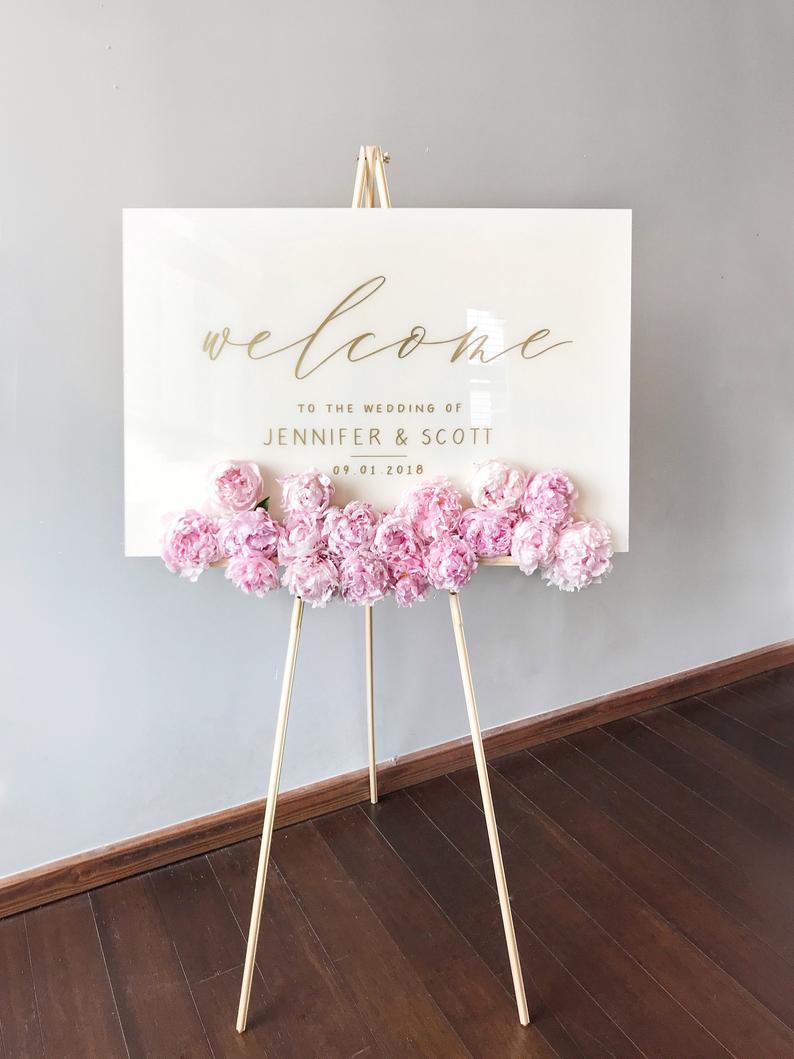 Welcome to Our Wedding Sign Vintage antique style Wooden White 
