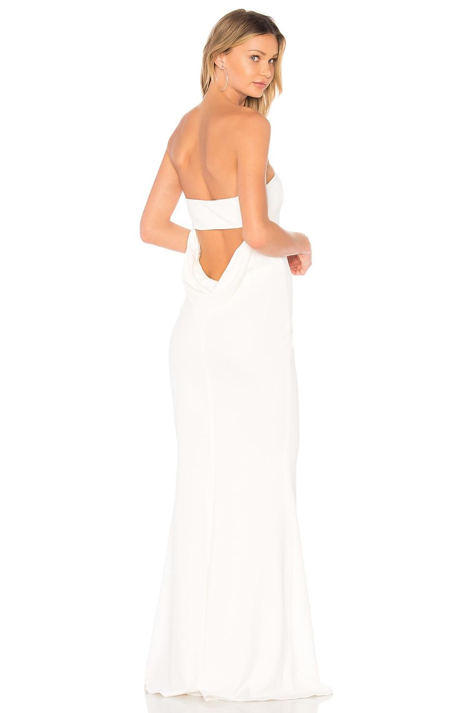 strapless column silhouette courthouse wedding dress with open low back