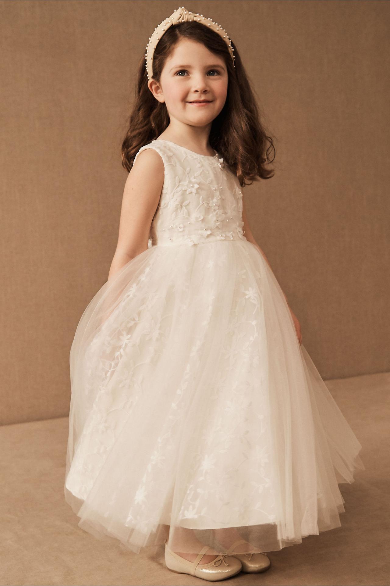 cut out back floral tulle flower girl dress