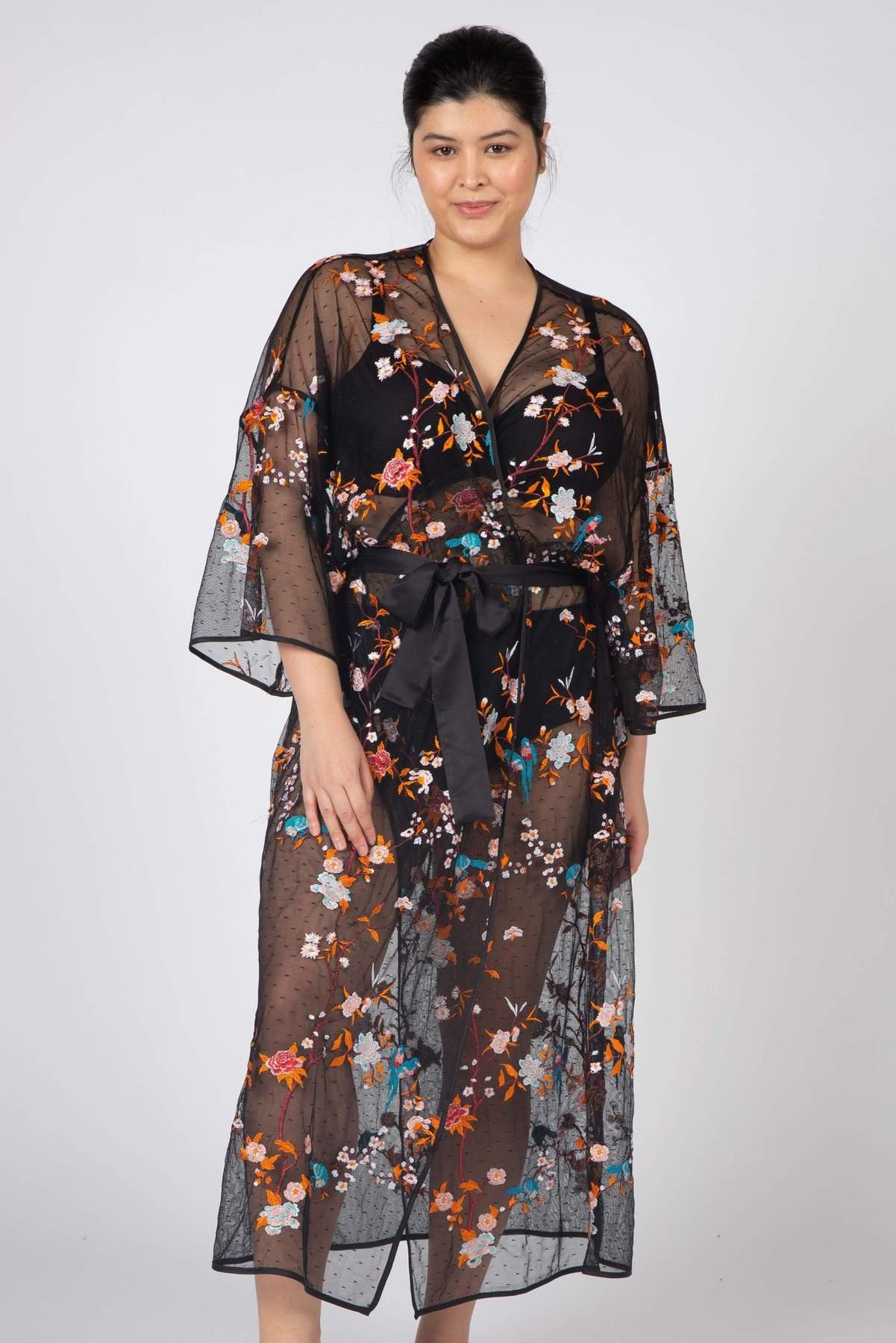 Black Kimono Robe, Black Lace Robe, Robe With Lace, Kimono Robe, Satin Robe,  Maternity Robe, Black Dressing Gown, Bridesmaid Robe, Sexy Robe -   Canada