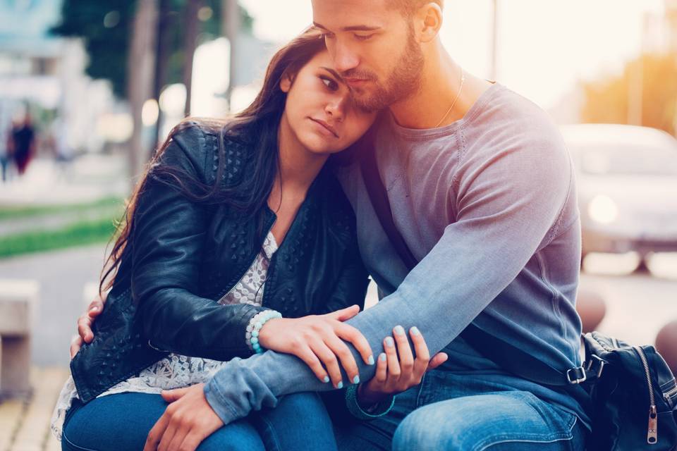 young couple hugging